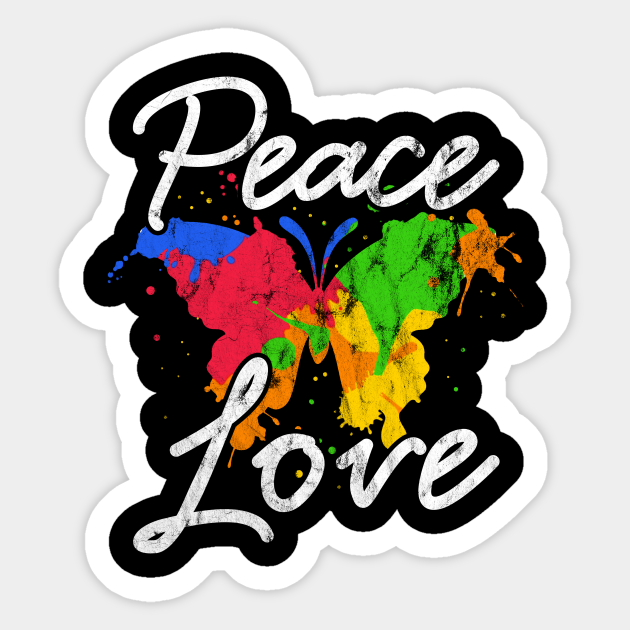 Peace Love Butterfly Peace Sign Peace Sign Sticker Teepublic 